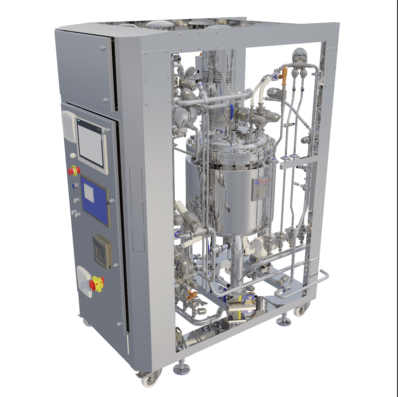 Bioprocess skid and stainless steel piping detail